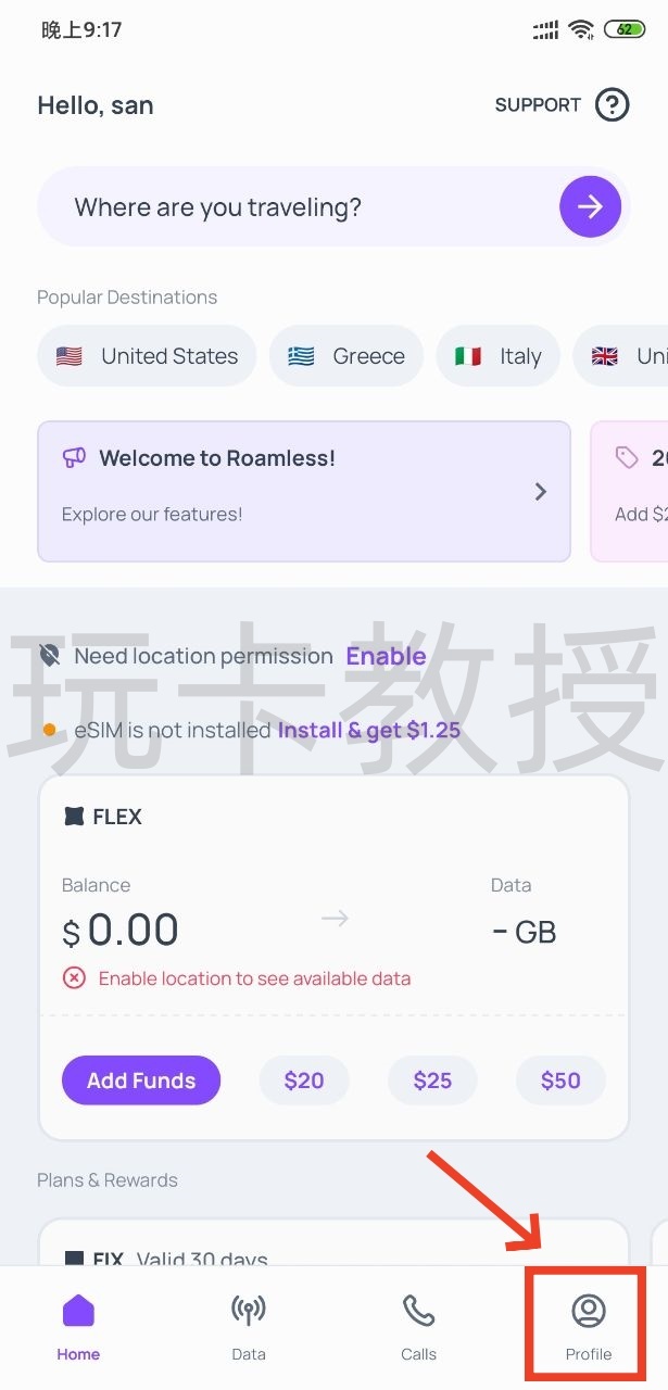Roamless eSIM注册即送3G免费高速流量,激活后有效期180天,无需KYC