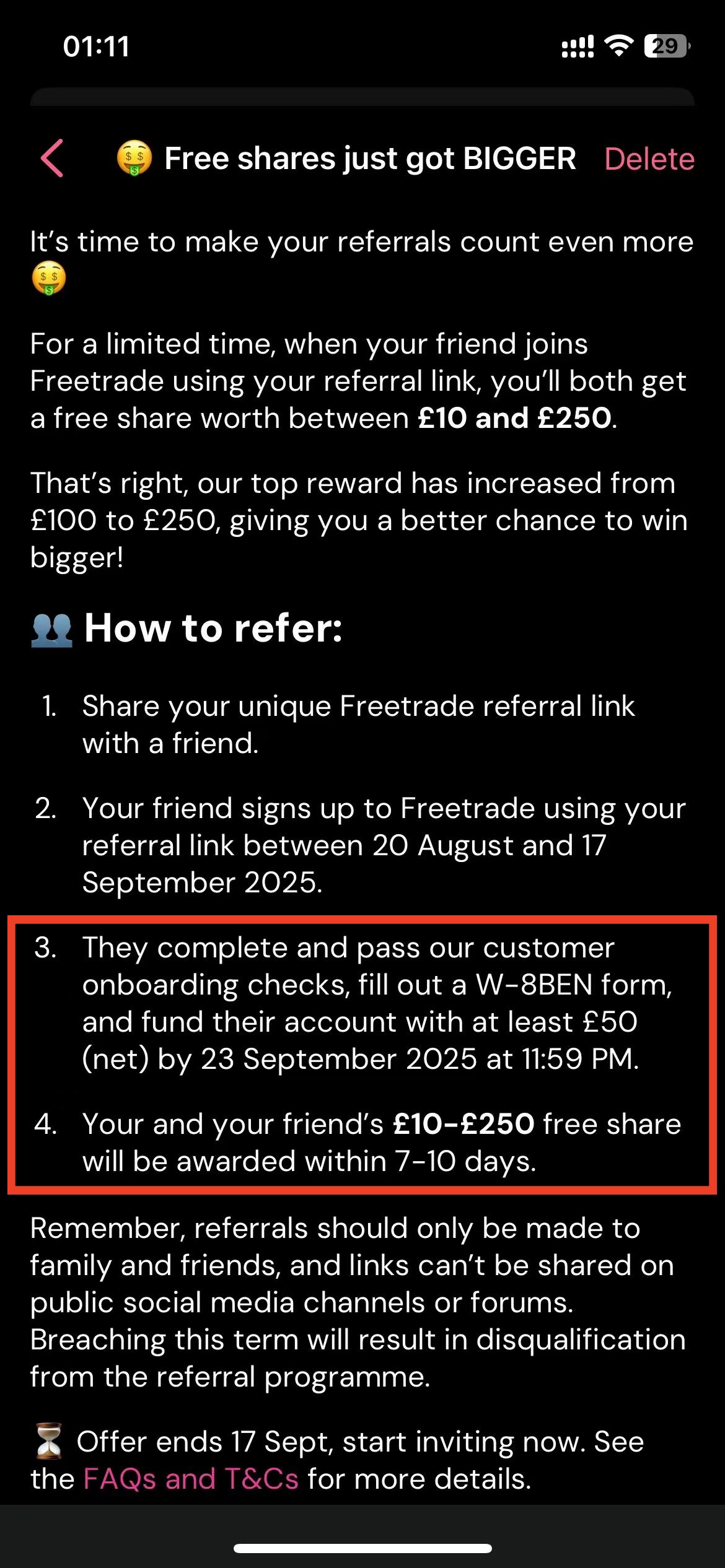 Freetrade英国零佣金券商,入金50英磅随机得10-250英磅股票