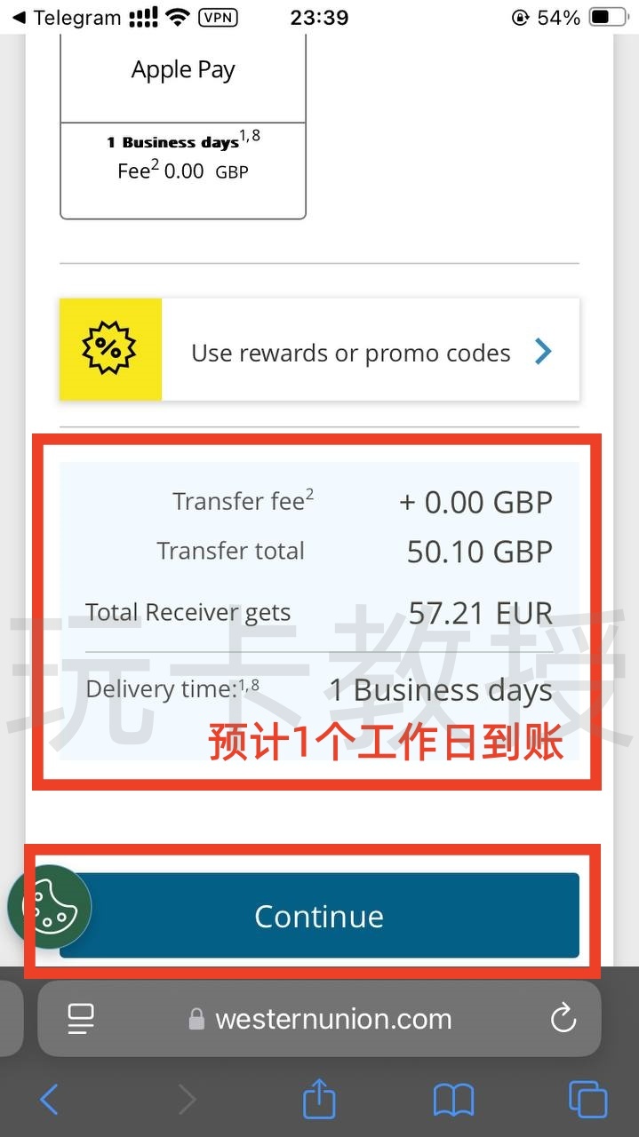西联汇款教程,无需KYC,汇款50.10英镑,可得一张含10英镑余额的万事达银行卡,支持充值GiffGaff