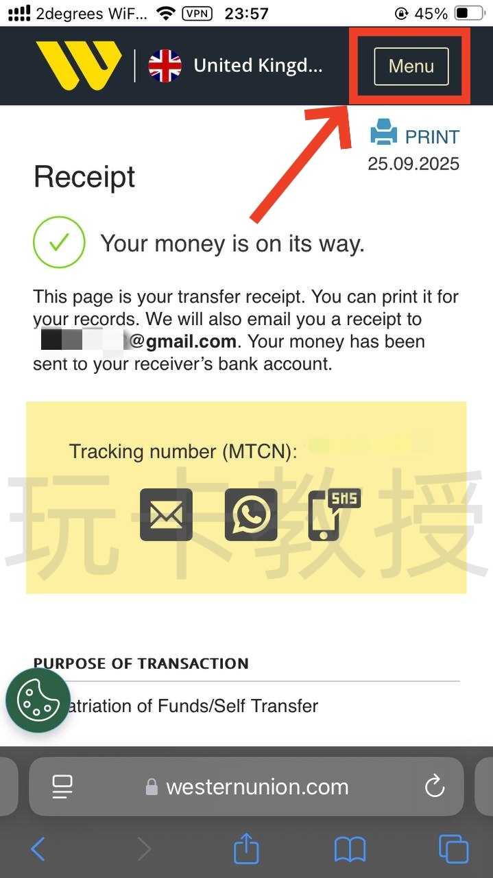 西联汇款教程,无需KYC,汇款50.10英镑,可得一张含10英镑余额的万事达银行卡,支持充值GiffGaff