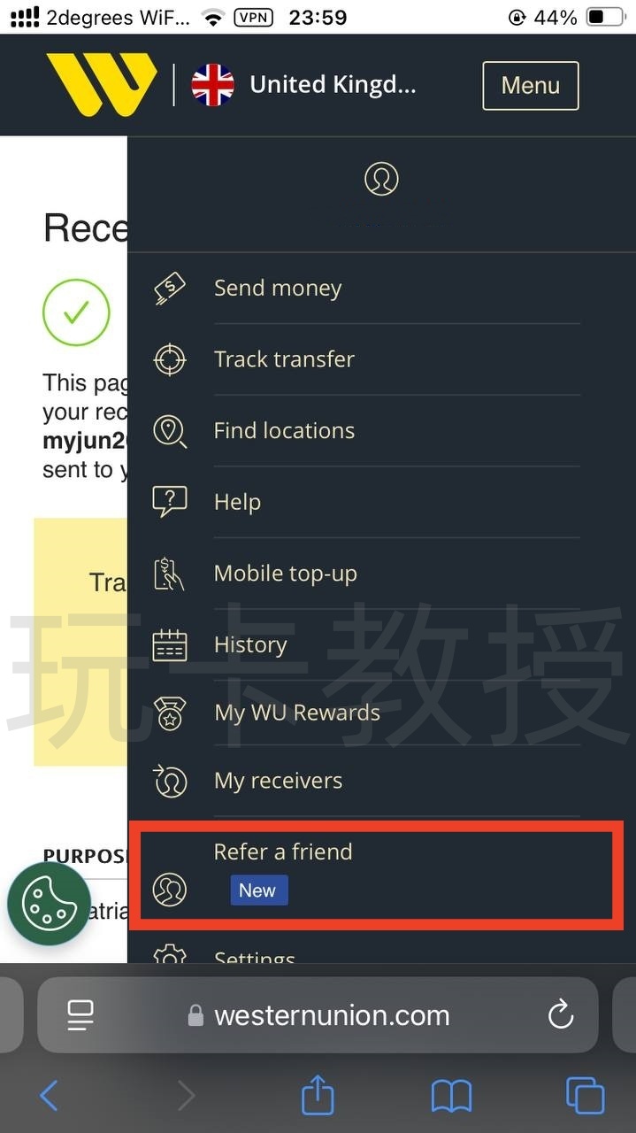 西联汇款教程,无需KYC,汇款50.10英镑,可得一张含10英镑余额的万事达银行卡,支持充值GiffGaff