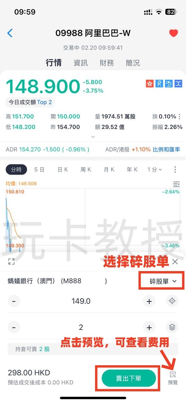 蚂蚁银行澳门开户教程，开通证券账户后入金3000港币，得2股阿里巴巴港股(340HKD)+额外返现88HKD