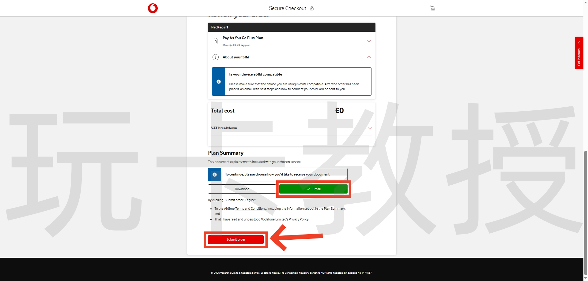 英国vodafone，0元开卡，无需实名认证，支持WiFi Calling