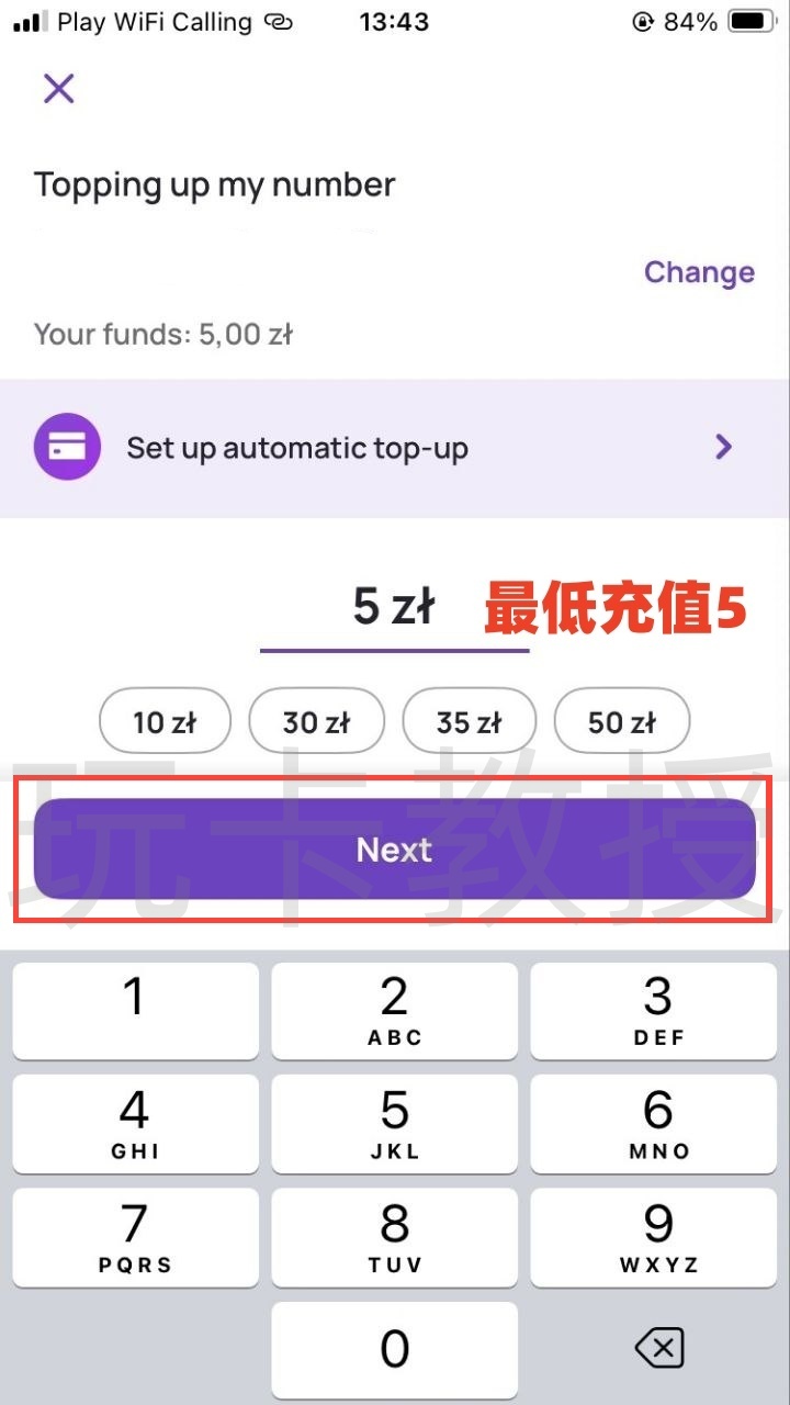 波兰Play，开卡费：30PLN（7.82USD），保号1年：5PLN（1.30USD），支持Wi-Fi calling和eSIM更换设备